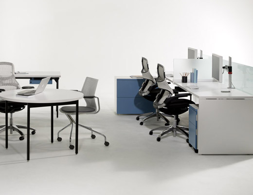 Antenna Workspaces with glass screens, pedestals and Fence