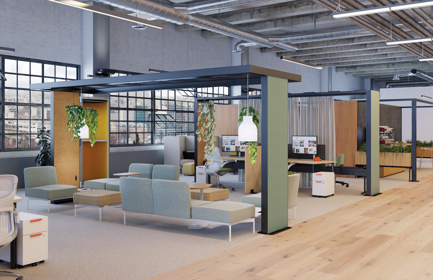 thriving workplace creative wall pixel lounge quoin mobile cart meeting spaces knoll works 2021