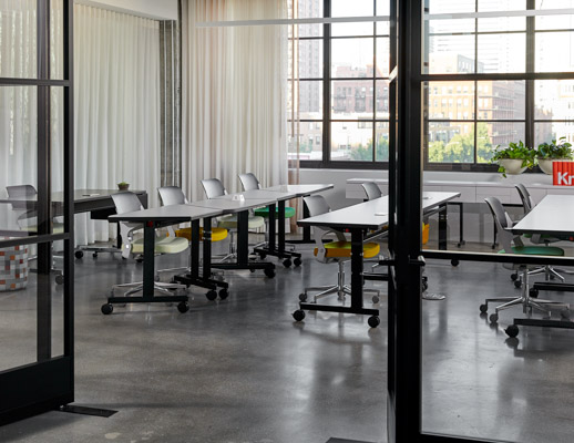 knoll design days fulton market pixel training room ollo glen oliver loew pixel training tables marc krusin training room education