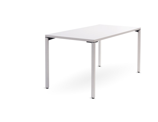 Pixel Four Leg 4 Leg bright white leg bright white laminate top white flat edgeband