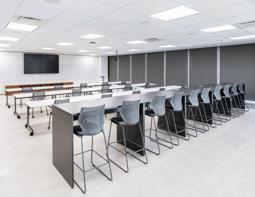 knoll works 2021 secure energy multigeneration by knoll stool multigeneration by knoll side chair Pixel c-leg table training gather multi-purpose shared spaces