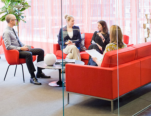 Knoll New York Showroom orange FilzFelt staircase