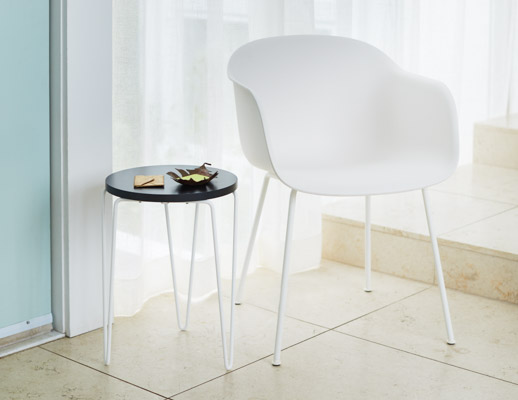 muuto fiber armchair tube base florence knoll hairpin stacking table