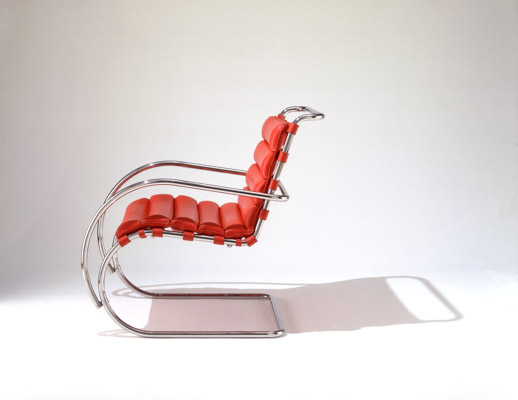 Knoll red leather Mies MR Lounge Chair