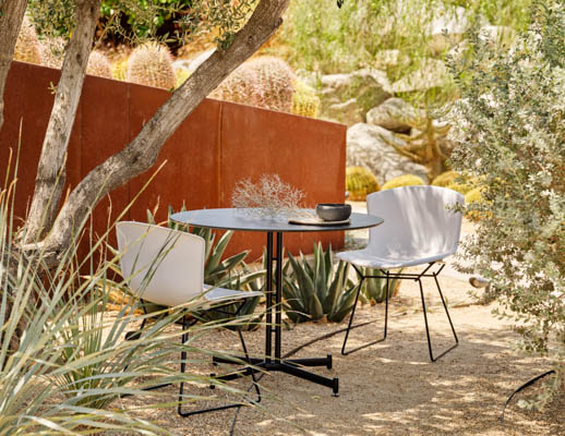 Iquo Round Table Bertoia Molded Shell Side Chair