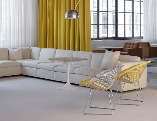 Pfister Sofa Saarinen Lounge Height Table Bertoia Diamond Chair